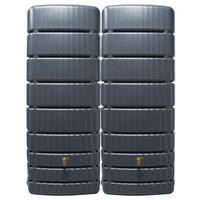 WANDTANK-SET 1000 L, graphite grey 2 x 500 L, inkl. Verbinder - Grau, Kunststoff (51/184/155cm) - 4rain