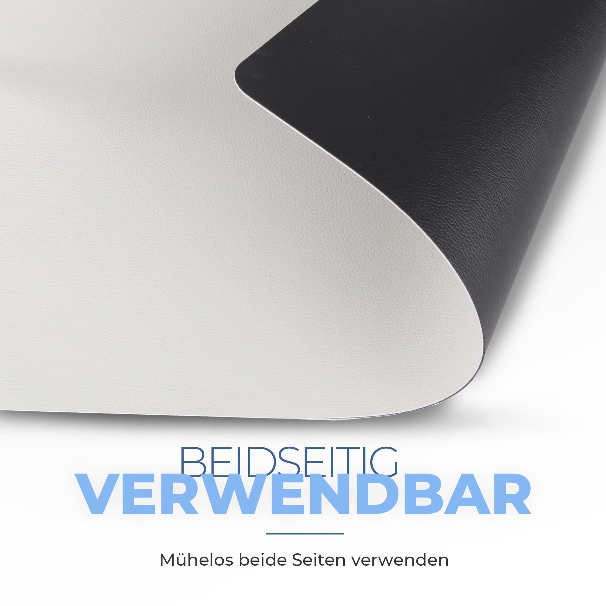 TISCHSET ( 6er Set ) abwischbares Lederimitat Platzdeckchen 46x33cm - Doppelseitiges Unifarben ( Schwarz / Hellgrau ) Kunstleder Platzset - Schwarz, Kunststoff (33/46cm) - Bestlivings