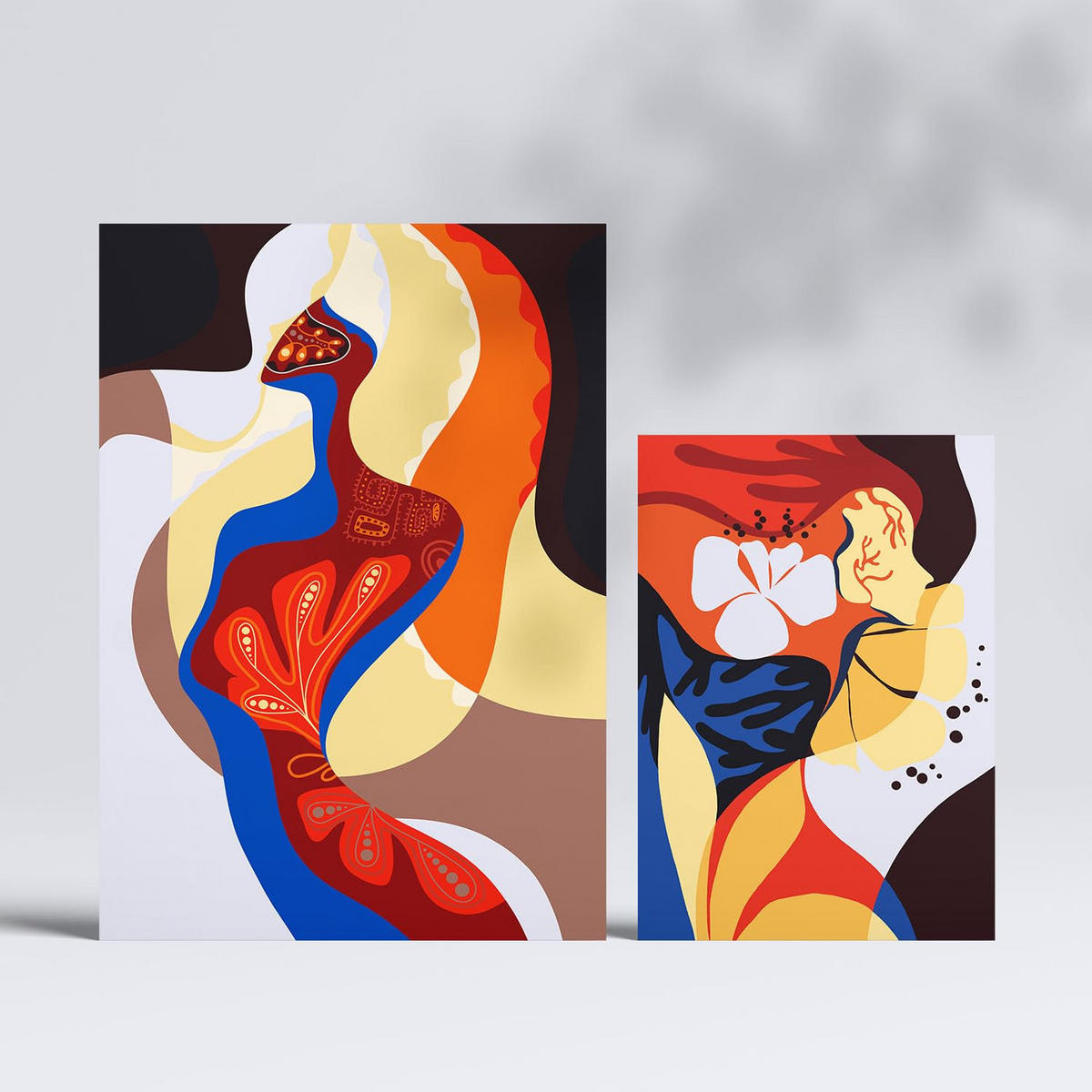 POSTER Set Mit 6 Rococo Arts 1 In Weibliche Zusammenfassung Ästhetische Dekorative Gemälde Für Ihr Wohnzimmer, Schlafzimmer, Zuhause A3 & A4 Rahmenlos - Klar, Papier (29/3cm) - Nacnic