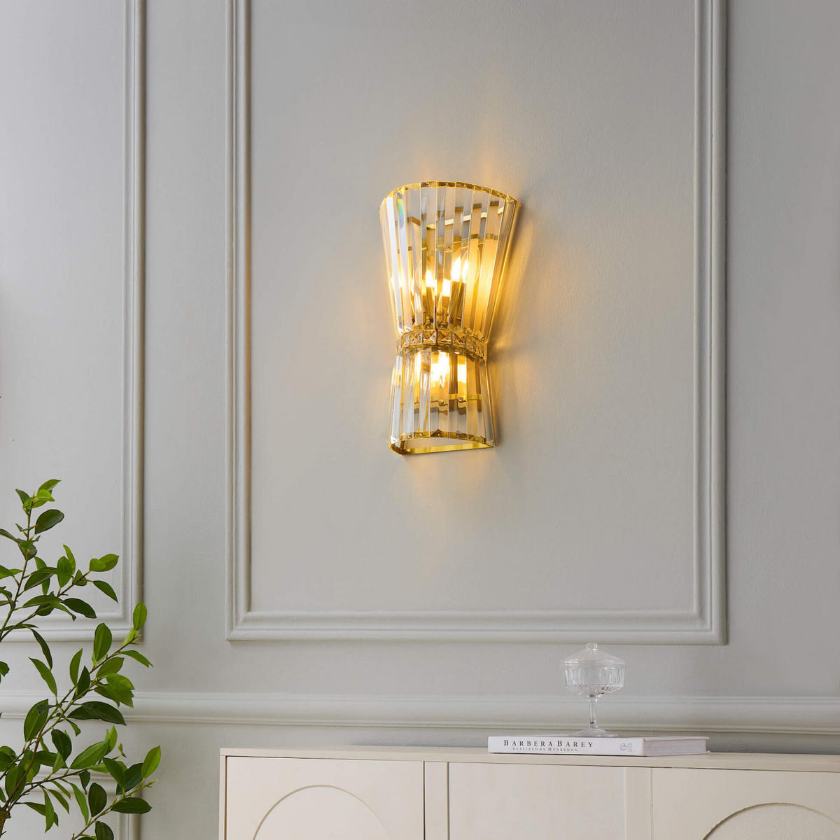WANDLEUCHTE Giova, Transparent und goldfarben, 42cm - Transparent, Glas (26/42/13cm) - KOSILUM