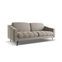 3-SITZER SOFA Samt Stoff Grau - Taupe/Schwarz, Textil/Metall (202/80/95cm) - Makamii