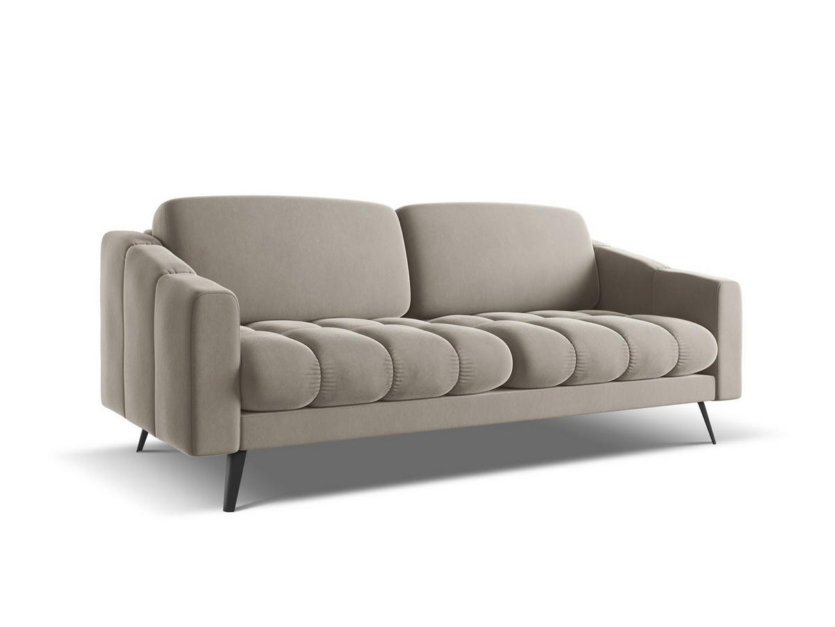 3-SITZER SOFA Samt Stoff Grau - Taupe/Schwarz, Textil/Metall (202/80/95cm) - Makamii