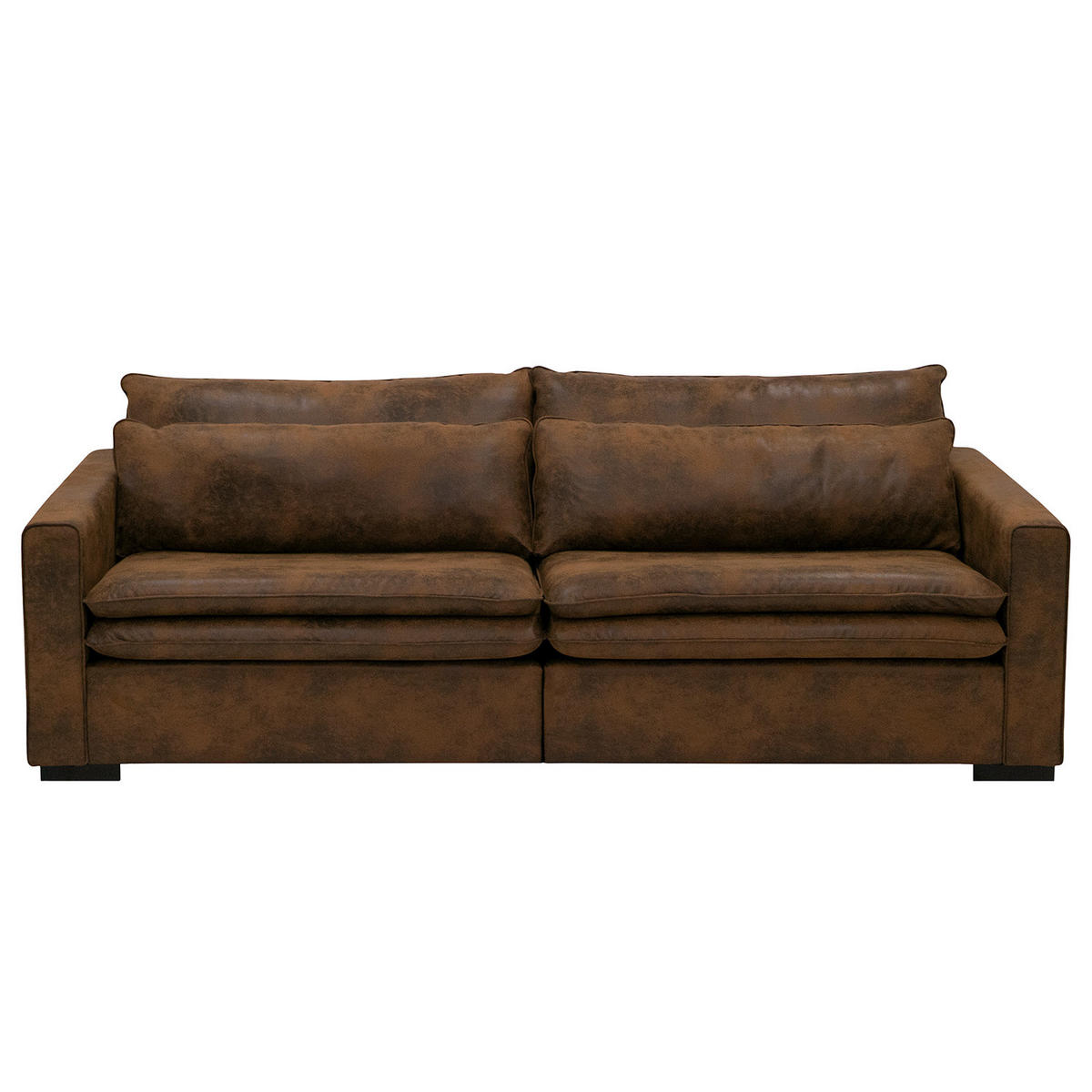 BIGSOFA - Dunkelbraun/Braun, Buchenholz/Textil (240/82/104cm) - home24