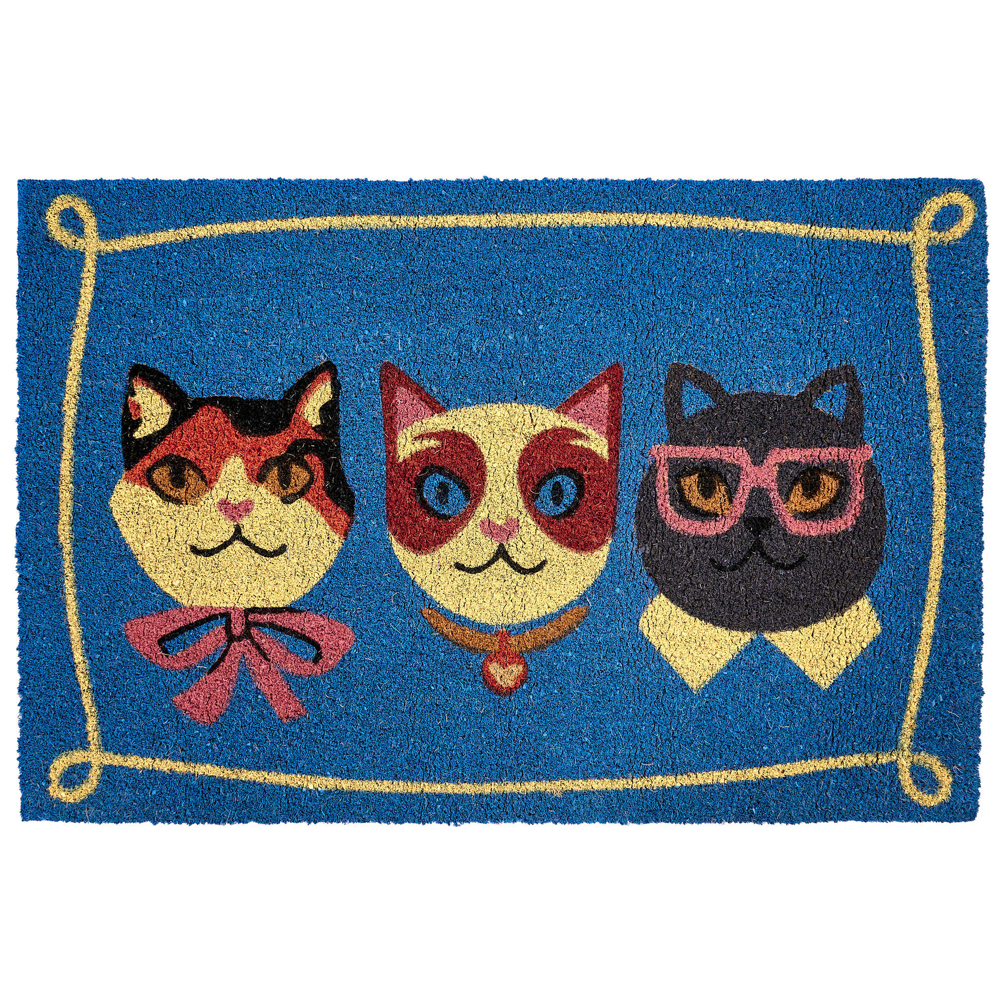 FUSSMATTE Bunt 60/90 cm Katze Kokosfasern Mojicap - Multicolor, Textil (60/90cm) - Beliani