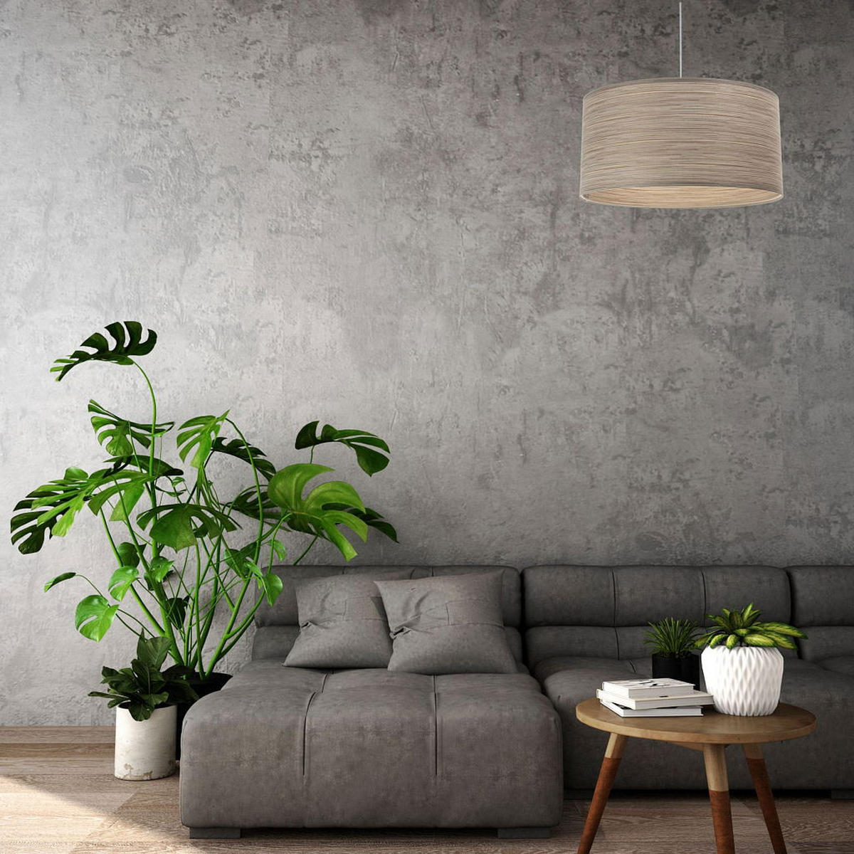 HÄNGELEUCHTE Grau 50/25 cm - Beige/Grau, Kunststoff (50/0.6/25cm) - ONZENO
