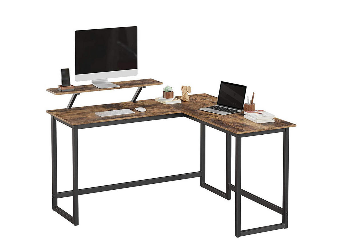 ECK-COMPUTERTISCH braun/schwarz - Braun, Holzwerkstoff (140/130/76cm) - A2A Home