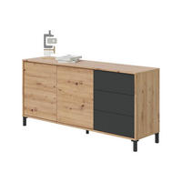 SIDEBOARD mit 2 Türen und 3 Schubladen Brooklyn - L154cm - Eiche Artisan/Grau, Holzwerkstoff (41/74/154cm) - Calicosy