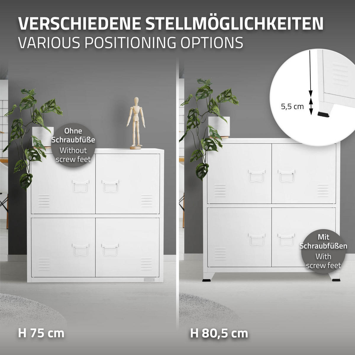 AKTENSCHRANK 75x40x80,5 cm Weiß aus Stahl - Weiß, Metall (40/80.5/75cm) - ML-DESIGN