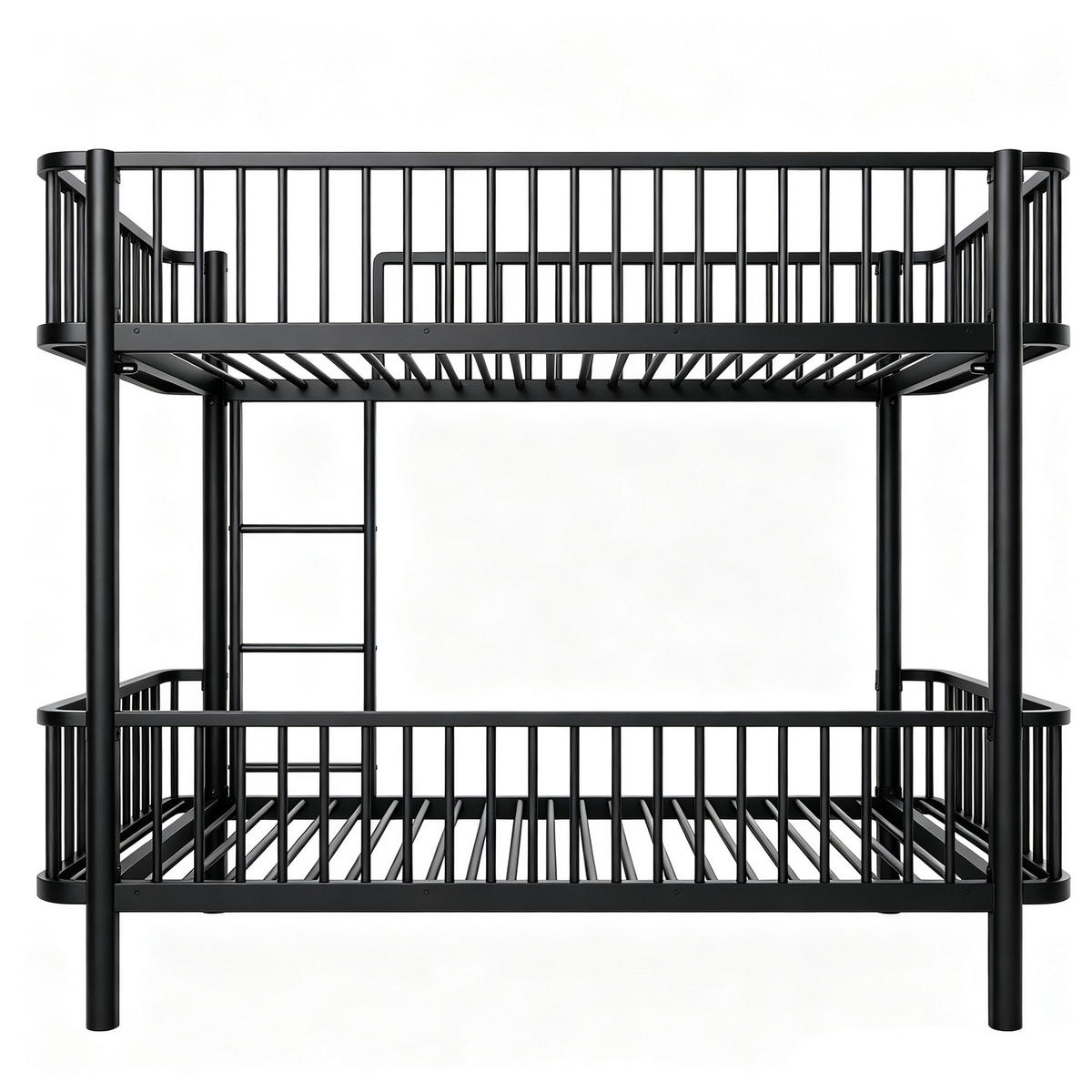 METALL-ETAGENBETT 90*200 mit Schutzgitter, Schwarz - Schwarz, Metall (90/200cm) - FLIEKS