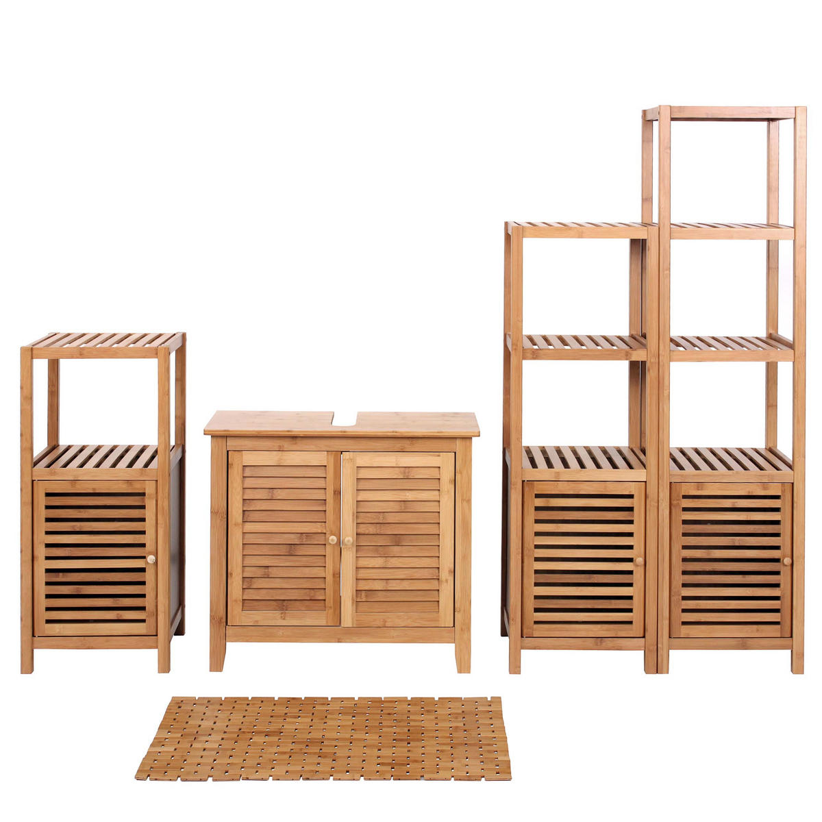 BADEZIMMERSET Braun 5er-Set - Braun, Holz (36/140/34cm) - MCW