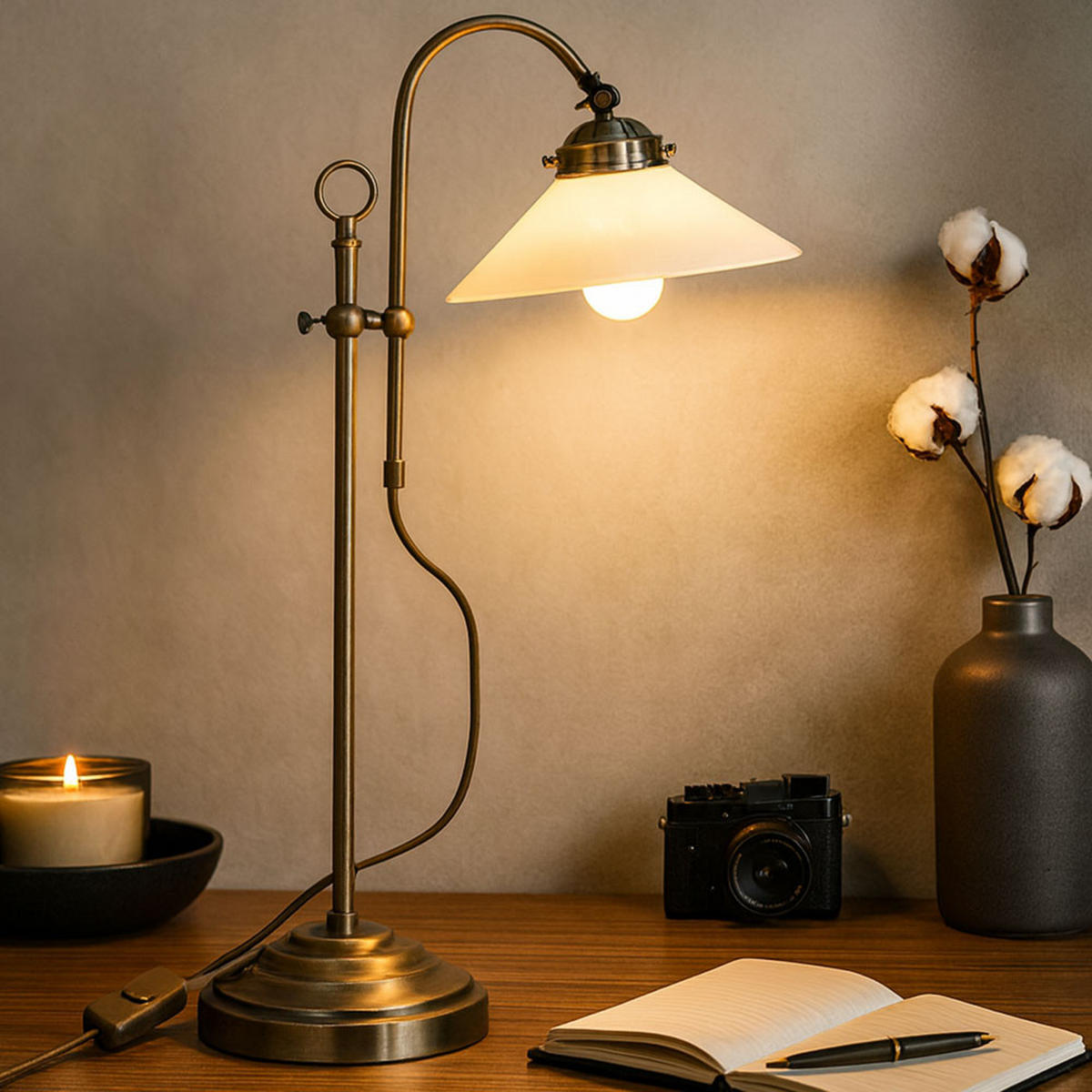 LED TISCHLEUCHTE Landlife Messing - Messingfarben, Glas (33/19.5/54cm) - Globo Lighting