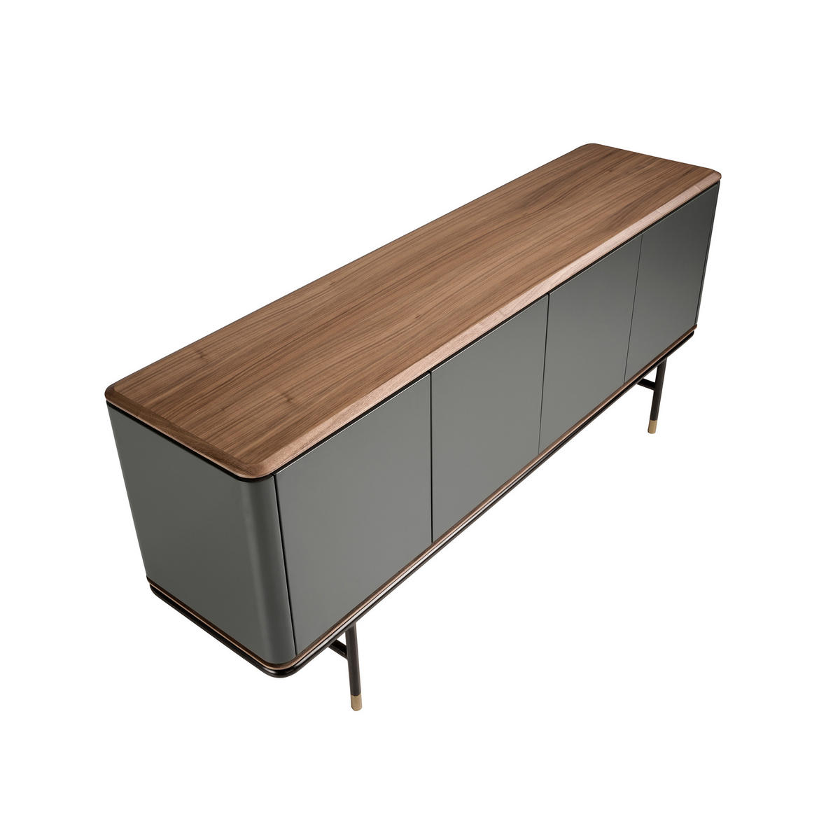 SIDEBOARD Rechteckig Dunkelgrau Walnuss Gold 180/45/79 - Dunkelgrau, Holzwerkstoff (180/79/45cm) - ANGEL CERDA