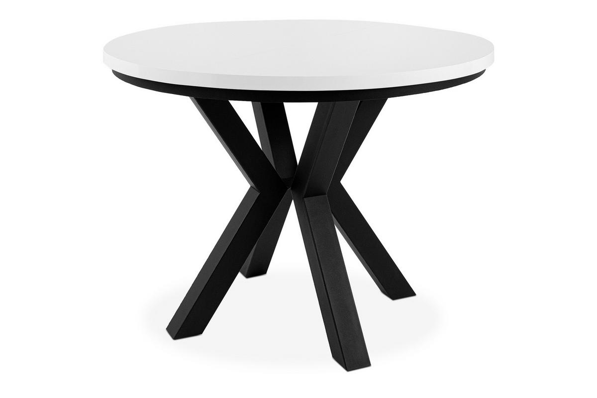 ESSTISCH ROSTEL Ausziehbar 100-260cm Rund, weiß - Schwarz/Weiß, Holz (100/260/75cm) - KONSIMO®