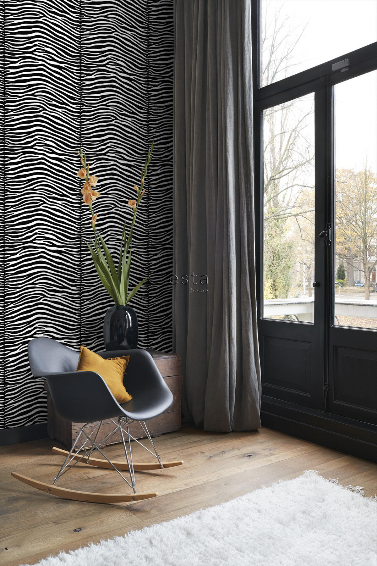 TAPETE Zebras 53 cm x 10.05 m - Schwarz, Papier (53/1000cm) - ESTAhome