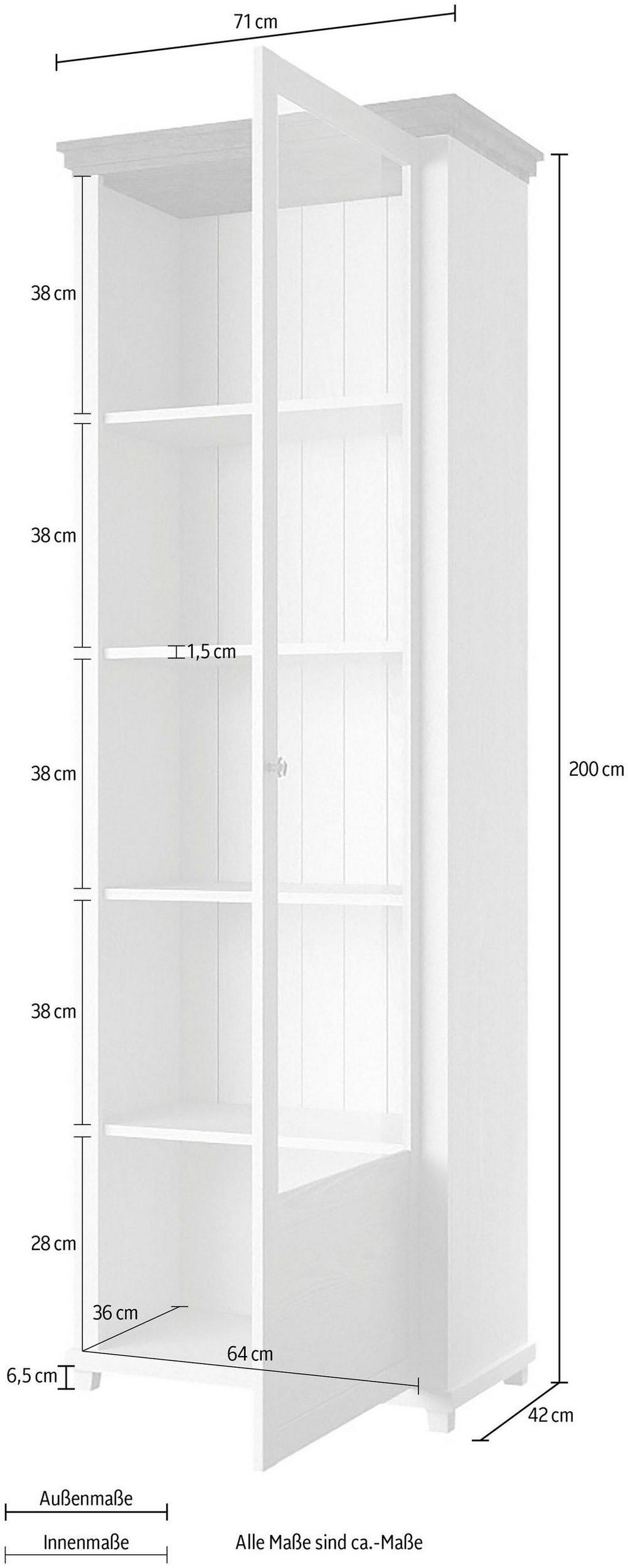 Thumbnail - Feldmann-Wohnen Vitrine, Grün, Holz, 4 Fächer, Rechteckig, 71x200x42 cm, Wohnzimmer, Wohnwände, Vitrinenschränke