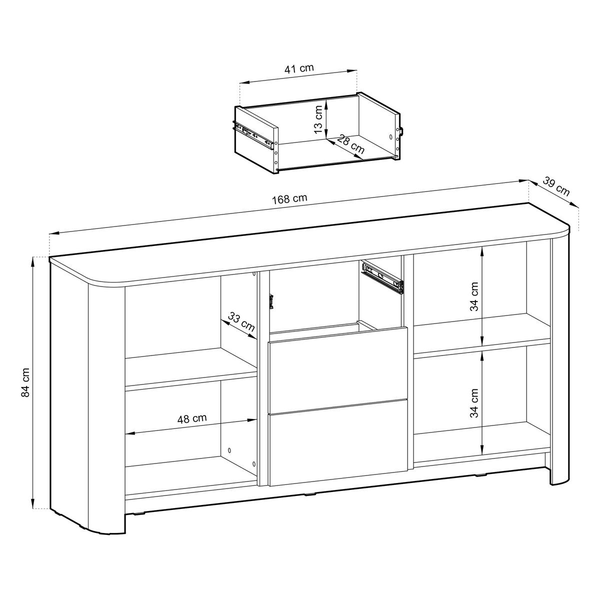 SIDEBOARD AVORIO 168/84/39cm mit 3 Schubladen 2 Türen Kaschmir - Kaschmir, Holzwerkstoff (168/84/39cm) - MASSENO