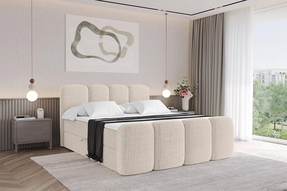 BOXBETT mit Matratze H4 und Lattenrost - NINA-Z - 120x200 cm Aragon - Beige - Beige, Holzwerkstoff (120/200cm)