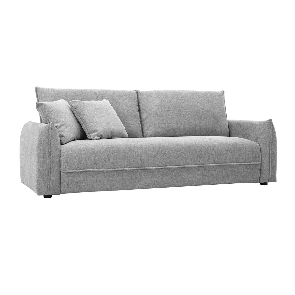 DREISITZER-SOFA aus grauem Samt-Effekt Textilgewebe PIO - Grau, Textil (80.5/83/205.5cm) - Miliboo
