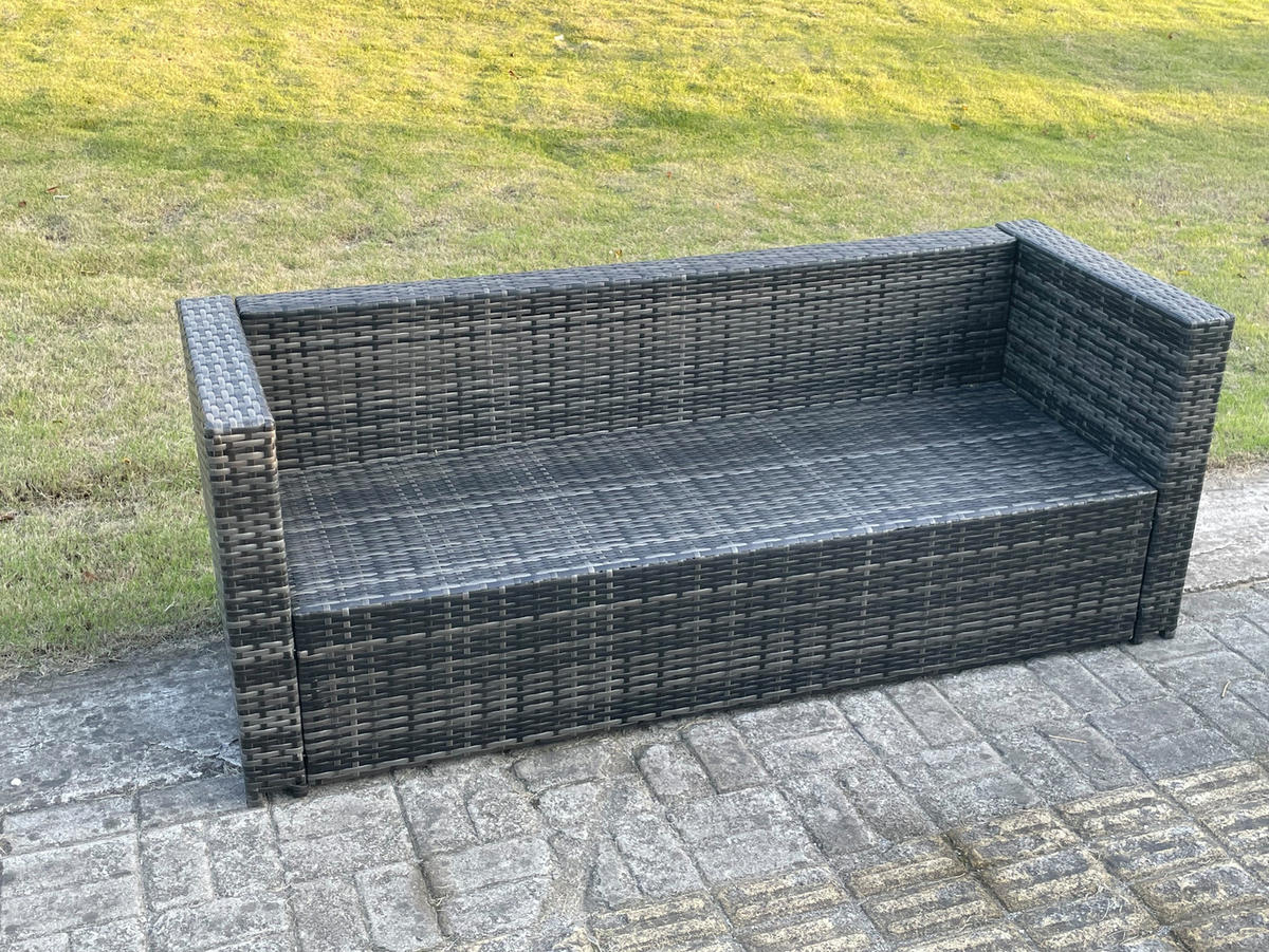 GARTENSOFA SET Polyrattan Dunkelgrau 7-Sitzer - Dunkelgrau, Metall - Fimous