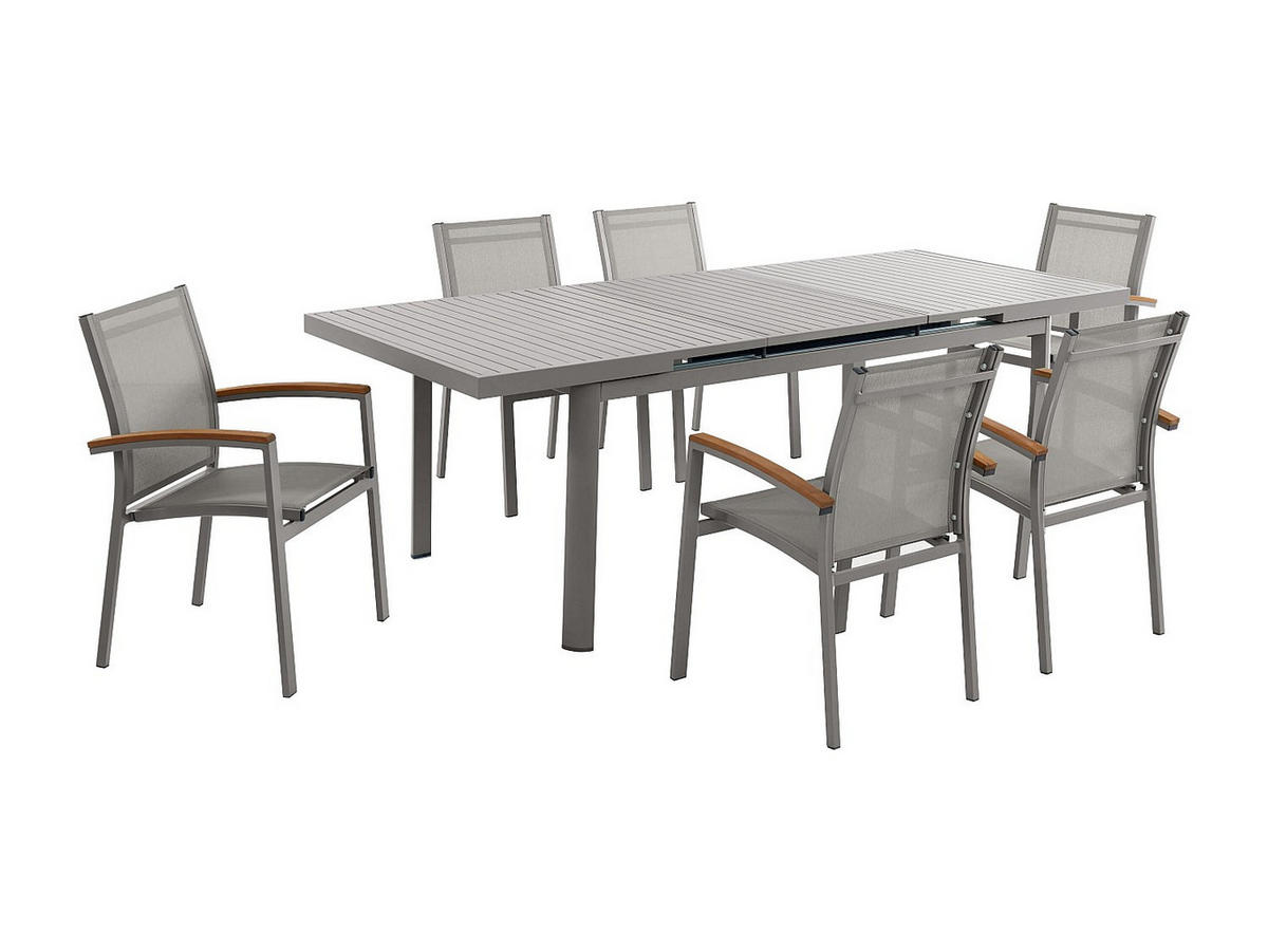 GARTENESSGRUPPE im Set - 6 -Sitzer - Aluminium - taupe - NAURU - Braun, Metall - Vente-Unique