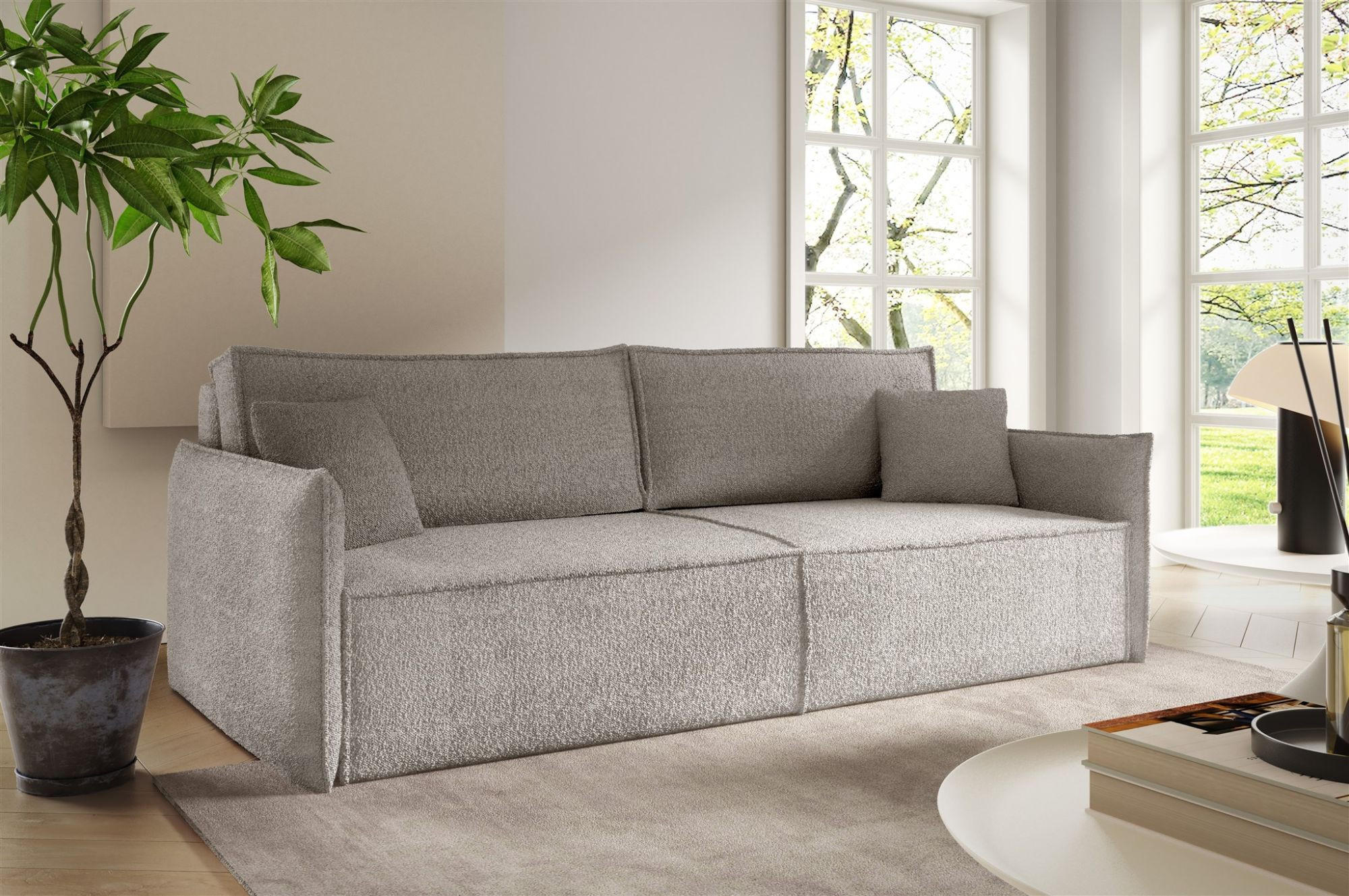 Thumbnail - Fun Möbel Schlafsofa, Beige, Textil, 221x70x105 cm, Wohnzimmer, Sofas & Couches, Schlafsofas