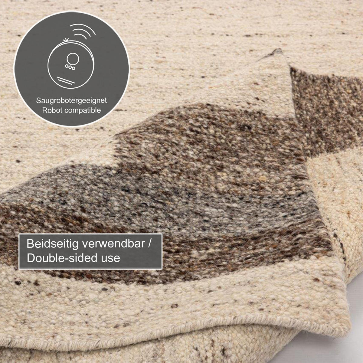 HANDWEBTEPPICH Ehrwald TK-157 Wendbar 170x240 cm - Beige, Textil (170/240cm) - THEKO