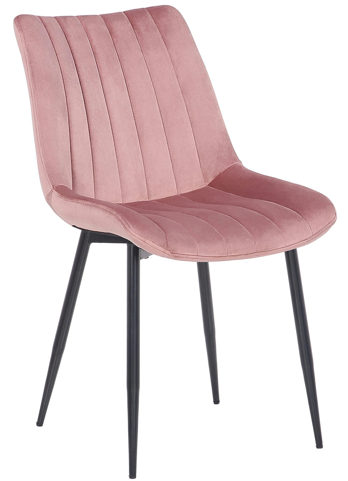 STUHL Samt pink - Pink/Schwarz, Textil/Metall (46/82/61cm) - CLP
