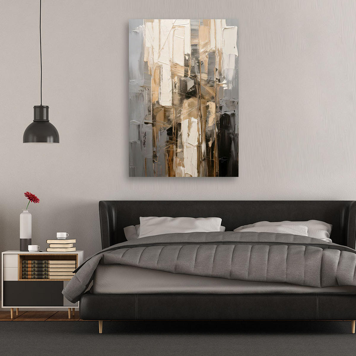 LEINWANDBILD Abstraktion 60x90cm - Grau, Textil (60/90cm) - Feeby