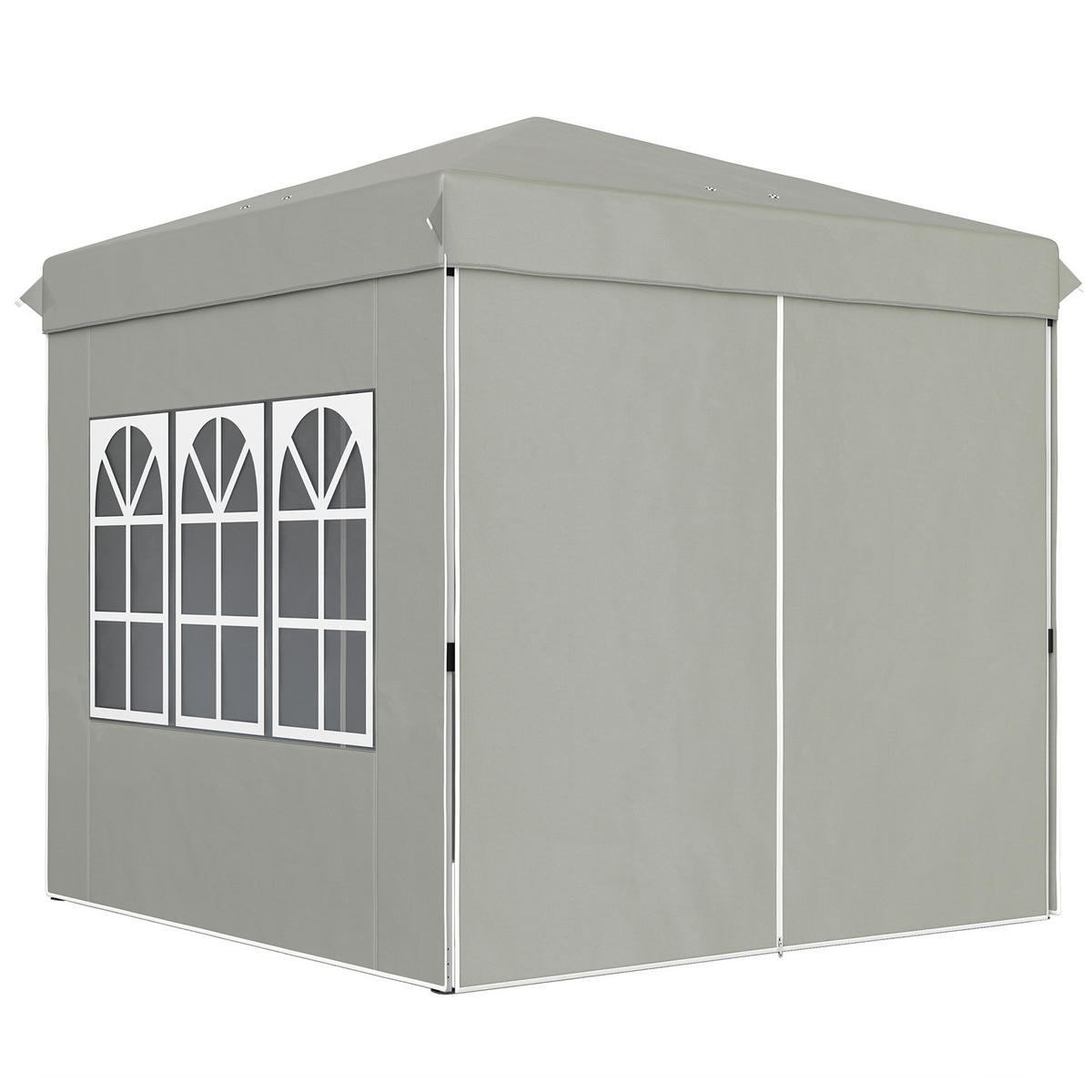 PAVILLON, faltbar,mit 3 verstellbaren Höhenstufen, wasserdicht (UPF 50+), 2,5 x 2,5 m ,Grau - Hellgrau, Metall (248/270/248cm) - Vallsero