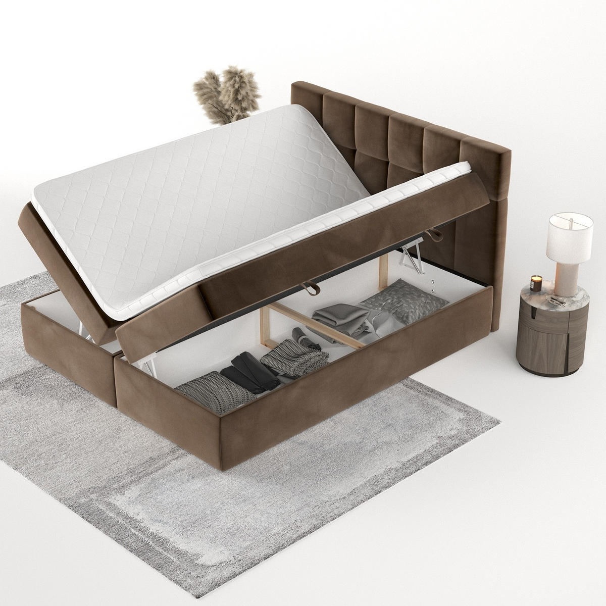 POSTEL BOXSPRING VARENO 180/200 Hnědá - černá/hnědá, kov/dřevo (180/200cm) - AltaBeds