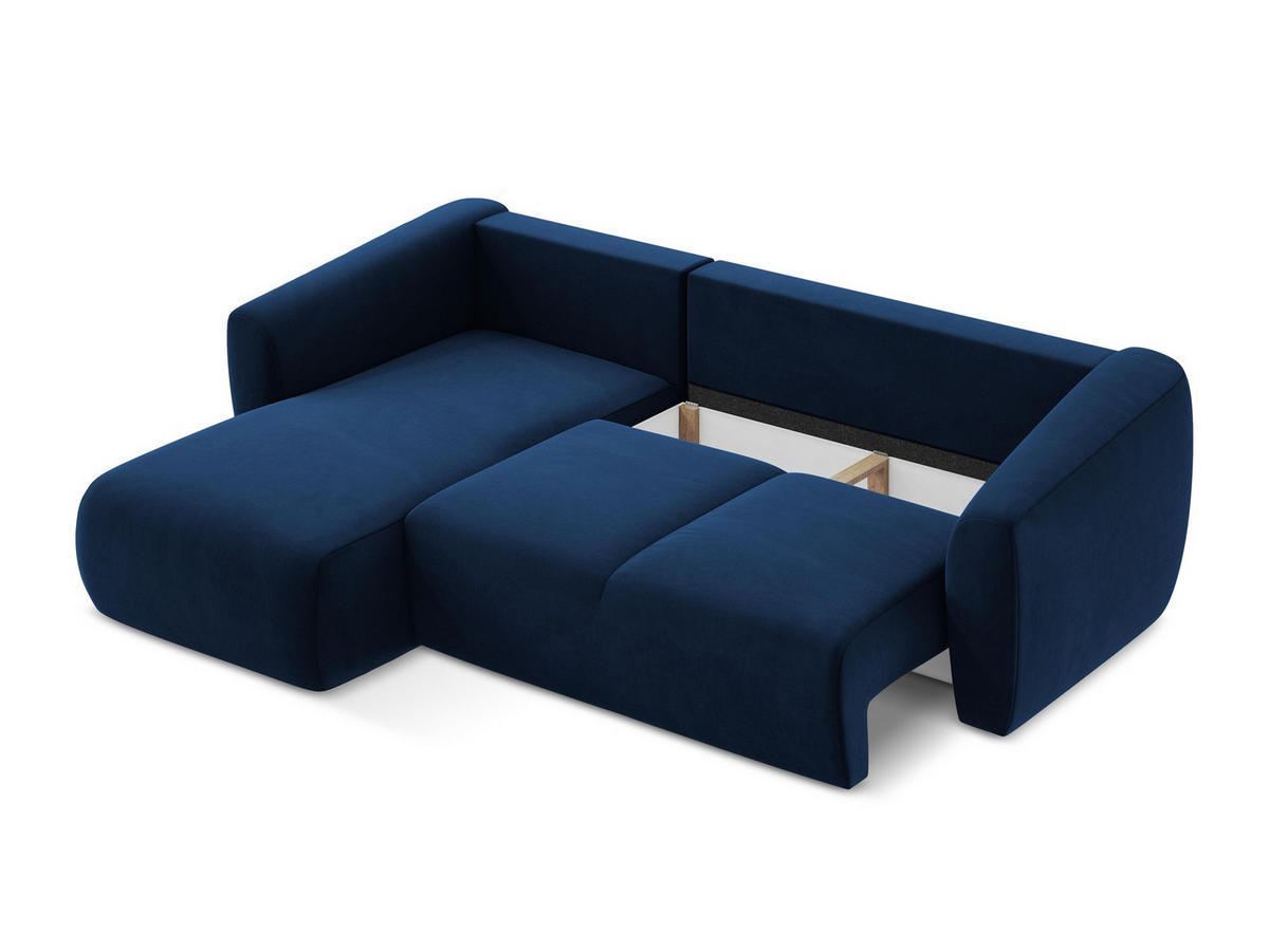 3-SITZER SOFA mit Schlaffunktion Chenille Stoff Blau - Pastellblau/Schwarz, Holzwerkstoff/Kunststoff (266/95/121cm) - LaMiaSofa
