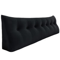 RÜCKENKISSEN für Bett Samt Schwarz 200 cm - Schwarz, Textil (50/200cm) - Vercart