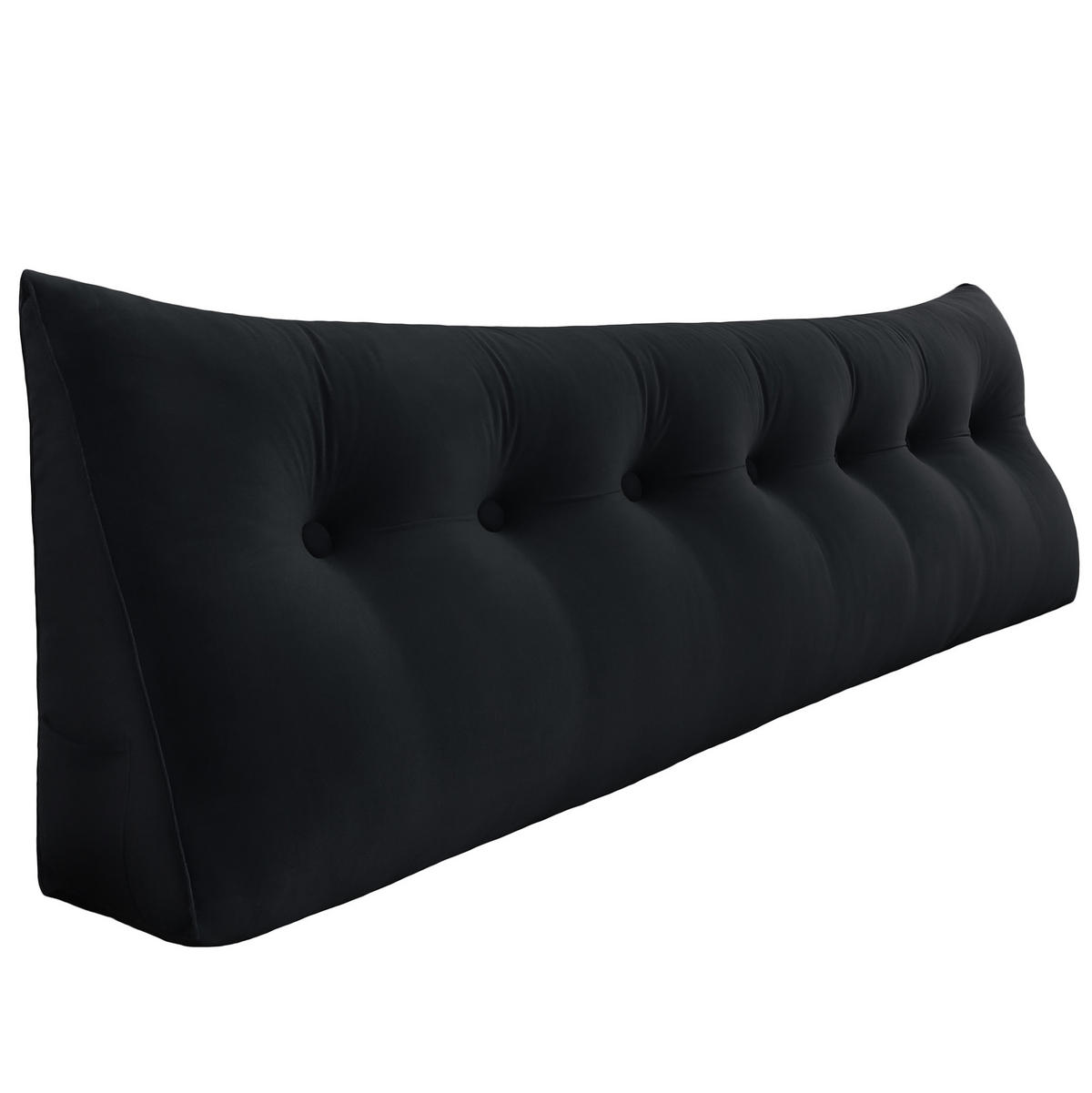 RÜCKENKISSEN für Bett Samt Schwarz 200 cm - Schwarz, Textil (50/200cm) - Vercart