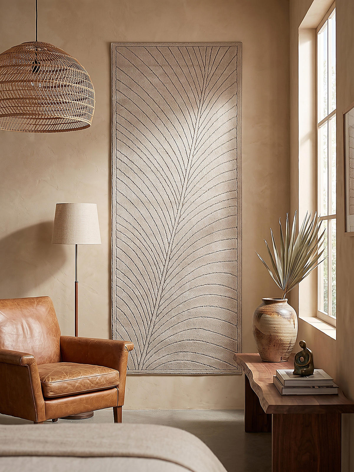 LÄUFER Outdoor, Fußbodenheizung-geeignet, mit Blattmotiv, aus Polypropylen, ENGADIN in Beige, 80 x 150 cm - Beige, Textil (80/150cm) - KADIMA DESIGN