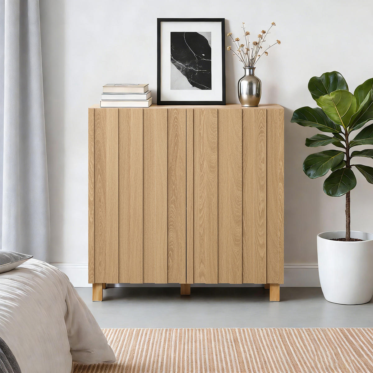 SIDEBOARD | B80 x T35 x H80 cm - Eichefarben, Holz/Holzwerkstoff (80/80/35cm) - Hometopia