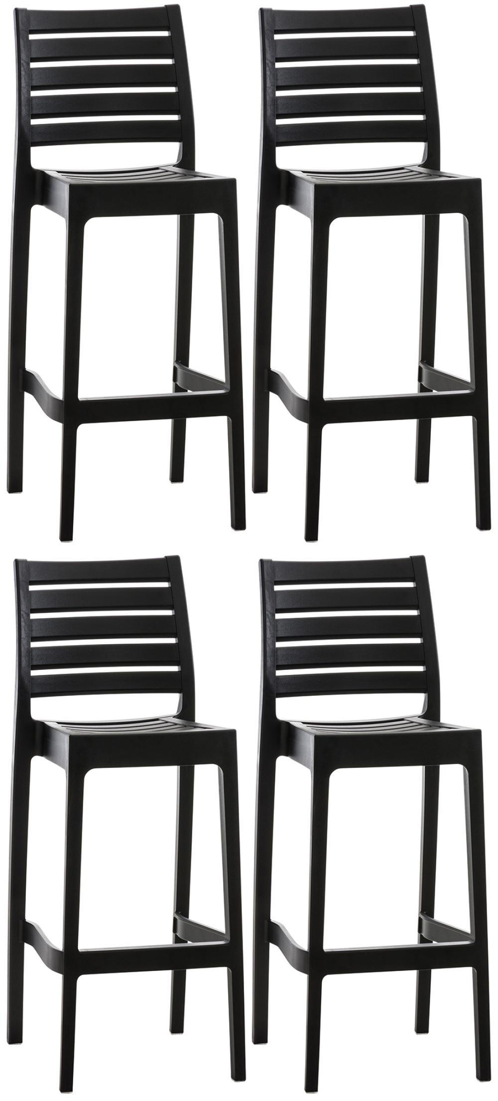 BARHOCKER 4er Set Kunststoff schwarz - Chromfarben/Schwarz, Kunststoff (45/105/51cm) - CLP