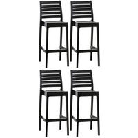 BARHOCKER 4er Set Kunststoff schwarz - Chromfarben/Schwarz, Kunststoff (45/105/51cm) - CLP