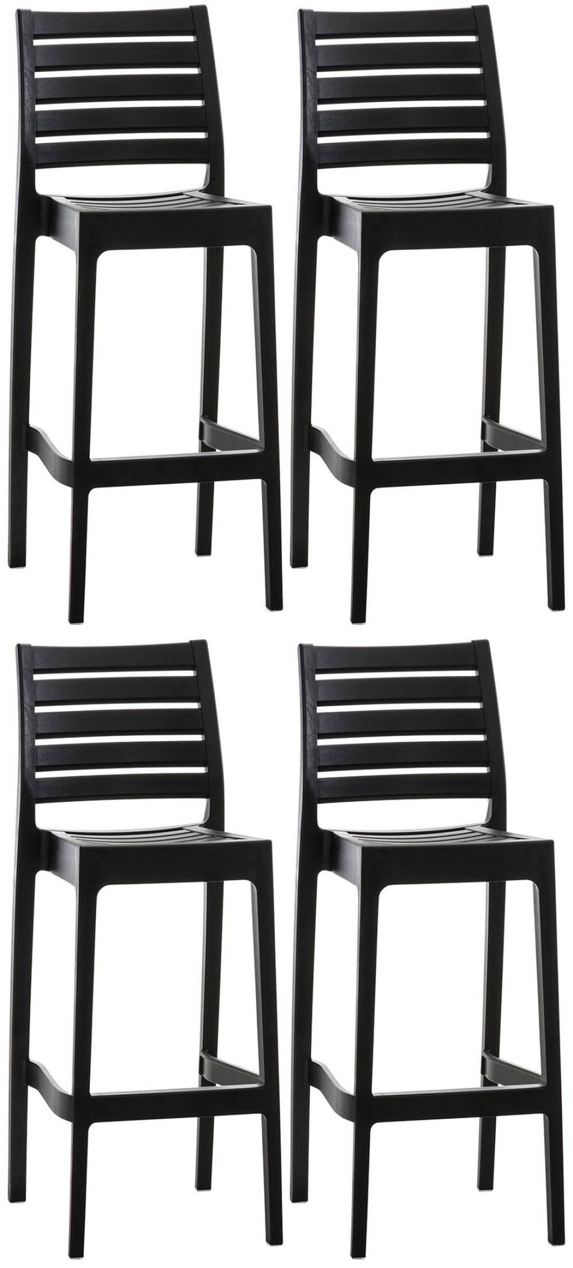 BARHOCKER 4er Set Kunststoff schwarz - Chromfarben/Schwarz, Kunststoff (45/105/51cm) - CLP