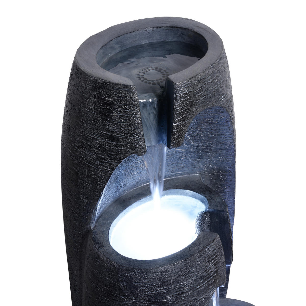GARTENBRUNNEN 3-stufig schwarz - Schwarz, Kunststoff (35/36/71cm) - Teamson Home