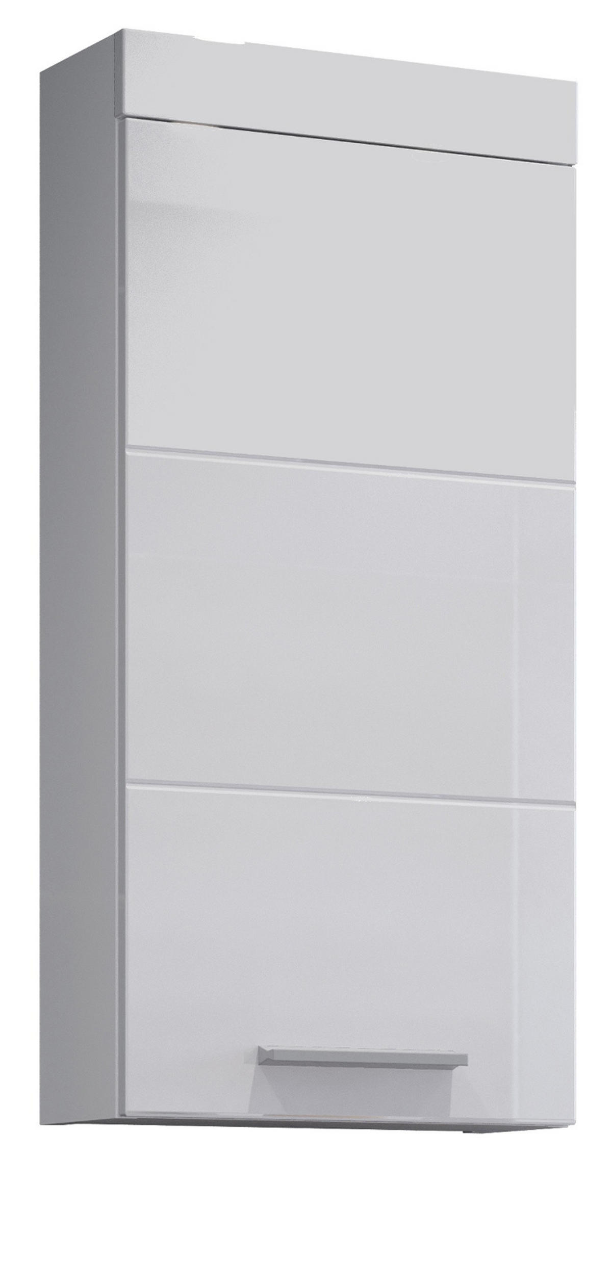 HÄNGESCHRANK weiß Hochglanz 35 x 75 cm, Badschrank hängend - Weiß Hochglanz/Silberfarben, Holzwerkstoff/Kunststoff (16/75/35cm) - Top.Furn