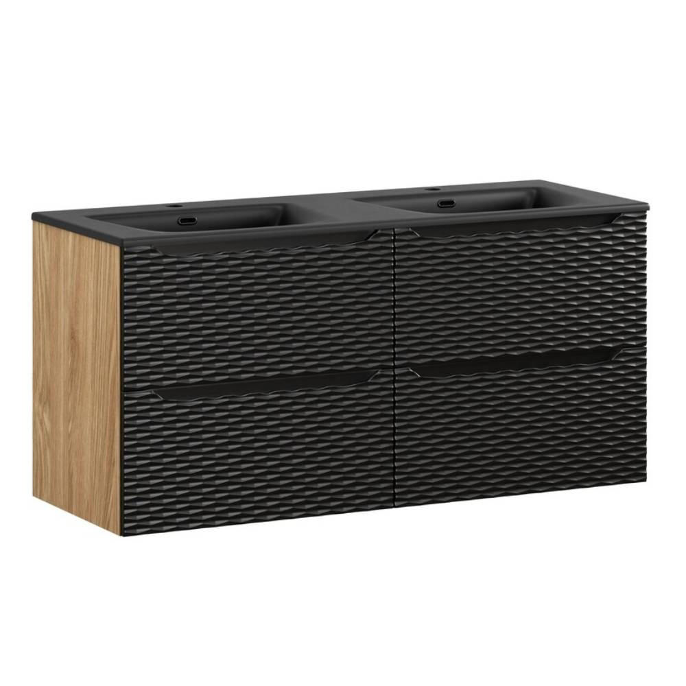 Milaros Markt Waschtischkombi Schwarz, Eiche 120x57x46 cm