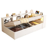 BETT 90/200 cm aus MDF mit LED, Steckdose, Weiß - Weiß, Holzwerkstoff (90/200cm) - OKMYHOME