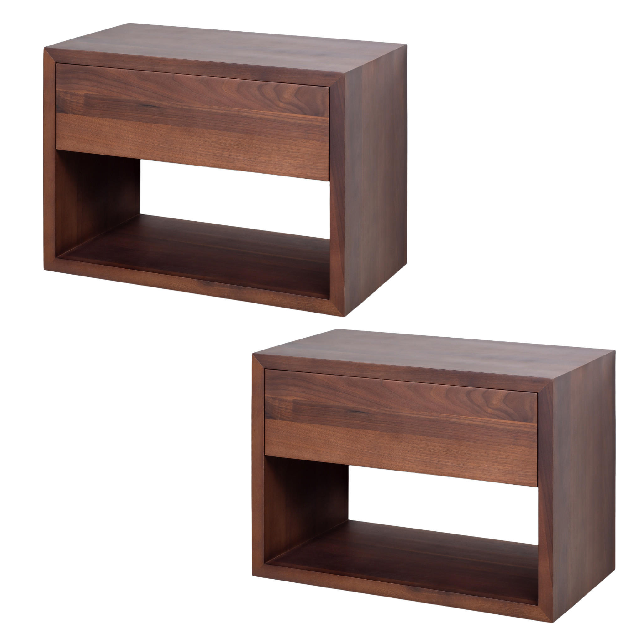NACHTTISCH Hugo 2er Set, Walnuss - Braun, Holz (55/39/30cm) - WOODEK