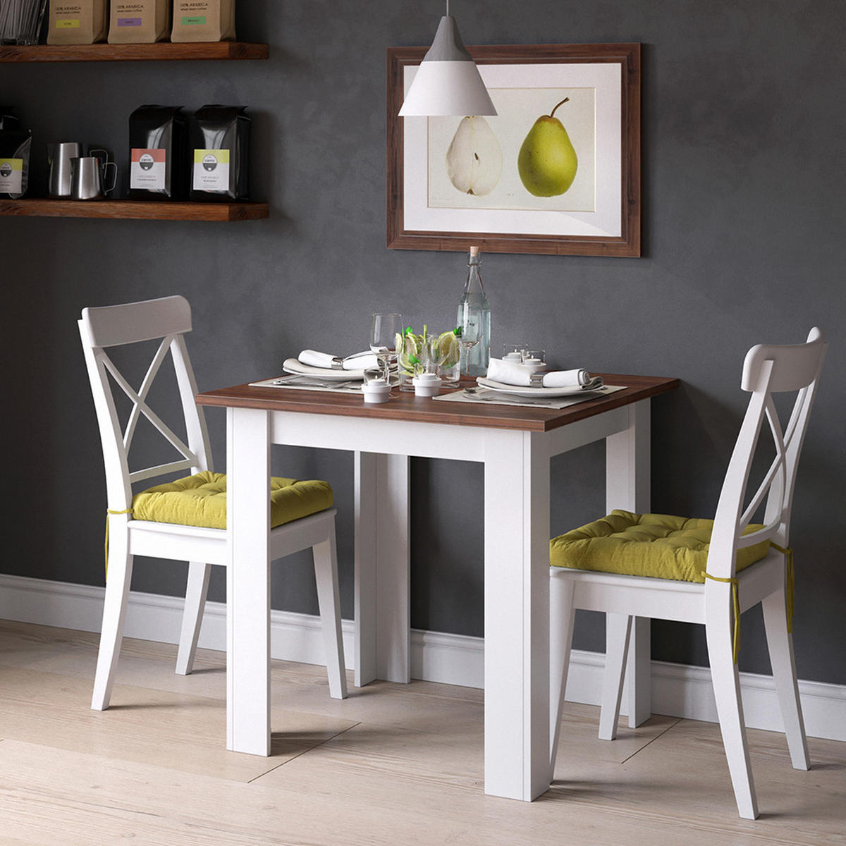 ESSTISCH Karlos Nussbaum 80 x 80 cm - Walnussfarben, Holzwerkstoff (80/80/76.6cm) - Vicco