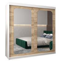 SCHWEBETÜRENSCHRANK 200/200/62 2-türig - Silberfarben/Weiß, Holz/Kunststoff (200/200/62cm) - Abiks Möbel