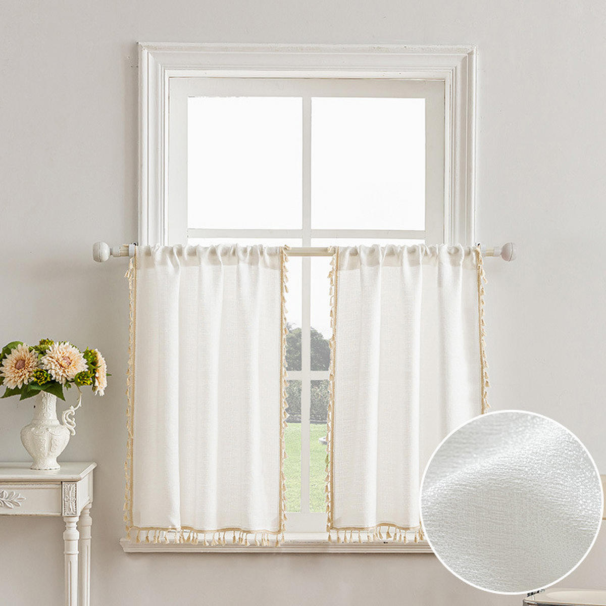 KURZE GARDINEN, Beige, 2 Stück, 70/60 cm - Beige, Textil (70/60cm)