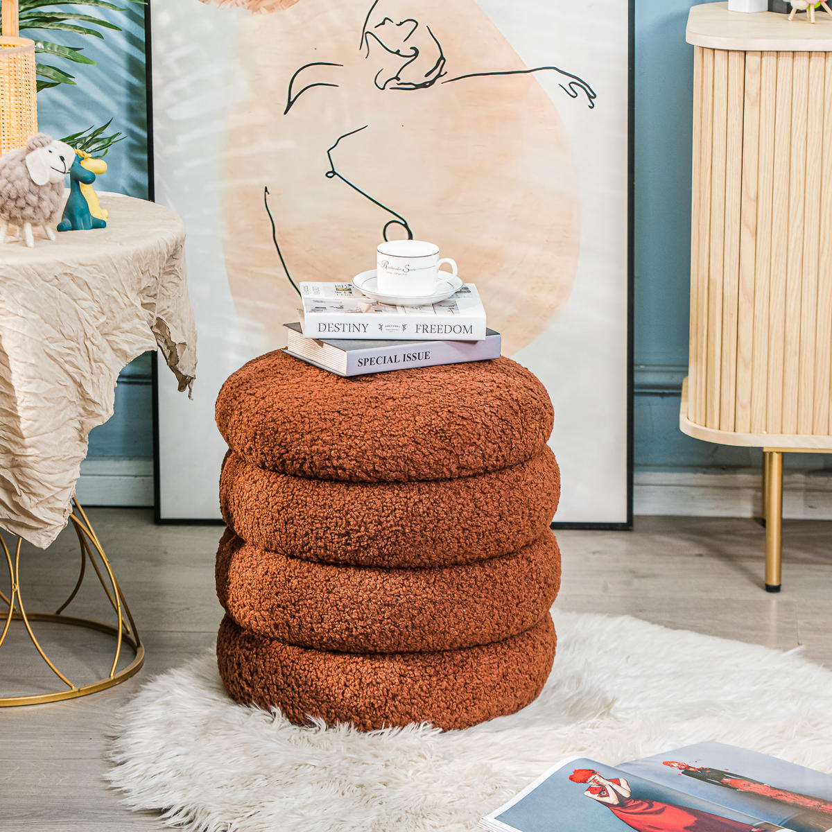 POUF Wolle Terrakotta - Rot, Textil (40/41/40cm) - Nordlys