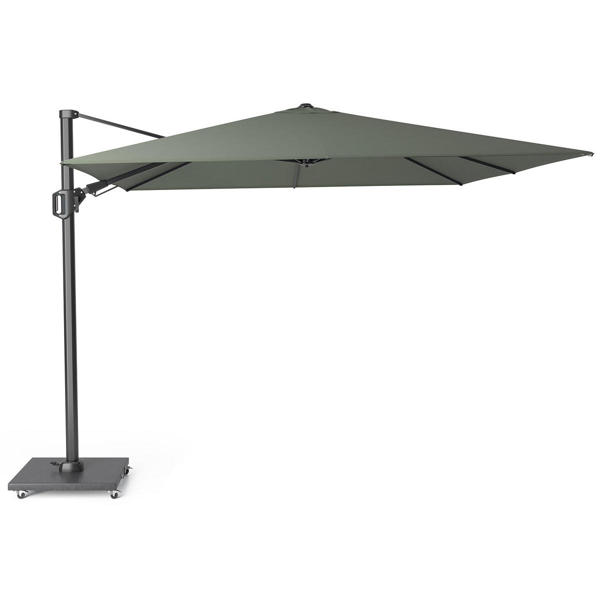 AMPELSCHIRM quadratisch 3 x 3 m Challenger T² Basic 360° kippbar olivgrün/anthrazit - Olivgrün, Metall (300/300cm) - Platinum