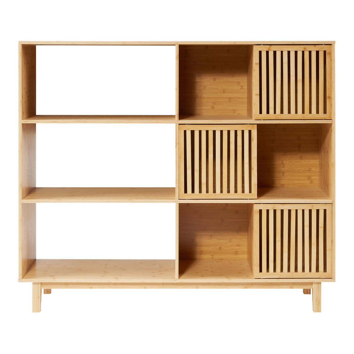 KNIŽNÍ POLICE Ypäjä - přírodní, dřevo (147/127.5/39cm) - [en.casa]