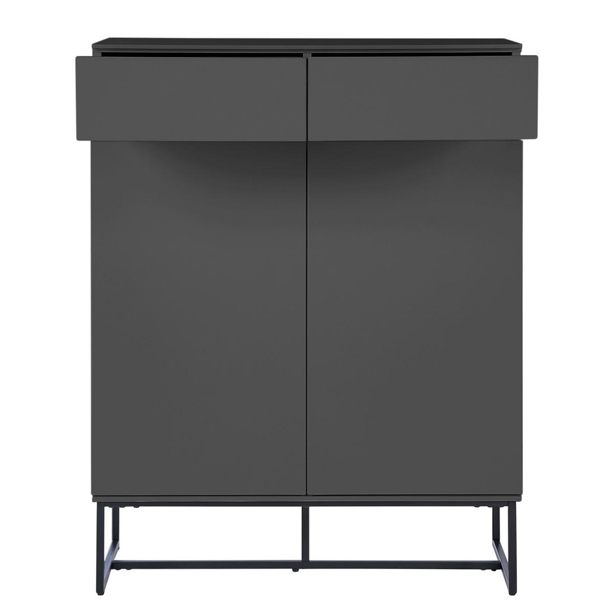 SCHUHKOMMODE mit Schubladen - MDF / Eisen - Schwarz/Grau, Holzwerkstoff/Metall (80/107/40cm) - home24